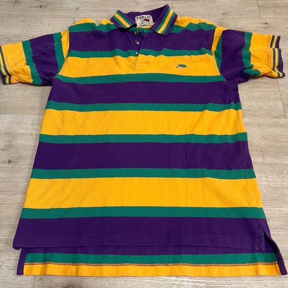 Perlis New Orleans Polo Shirt Crawfish Logo‎ Short Sleeve Casual Mardi Gras M - Picture 1 of 7